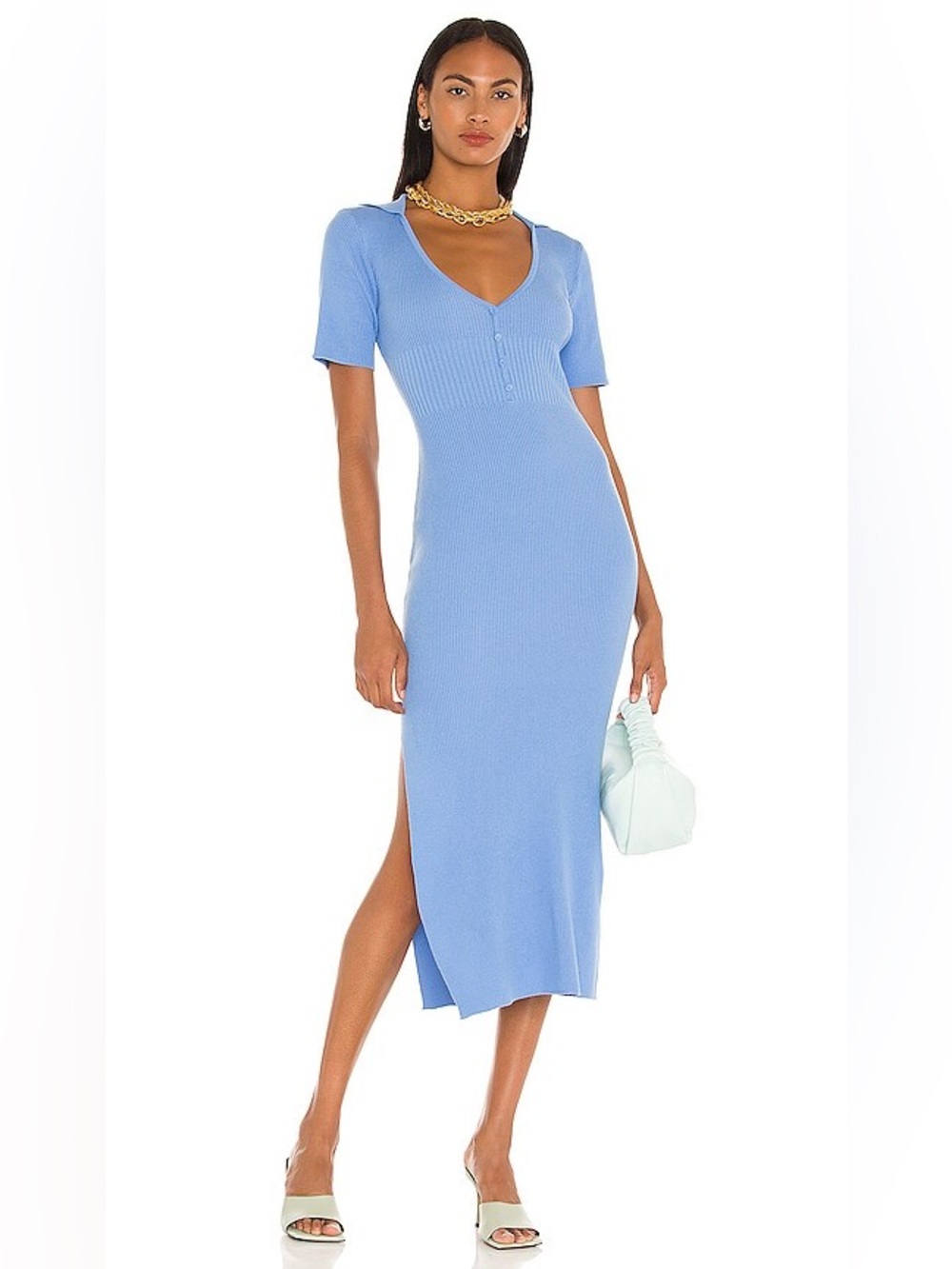 Bardot Multi Tone Knit Blue Midi Sweater Dress size small